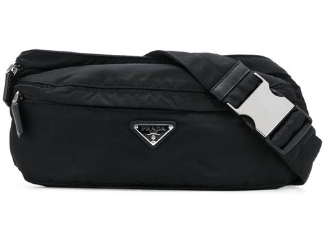 prada nylon fanny pack black|prada nylon backpack large.